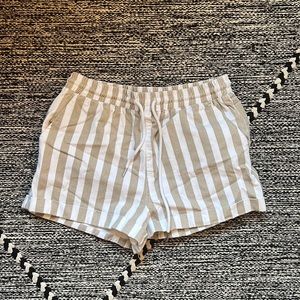 Cream and White Striped Shorts